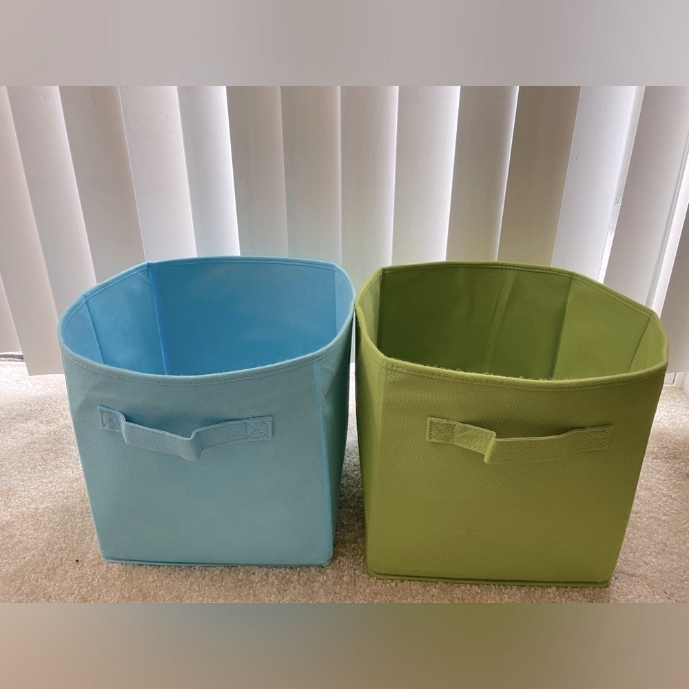 Set of 2 Fabric Storage Bins - Blue and Green